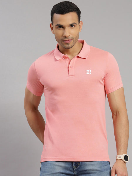 Pink t shirt outlet with collar