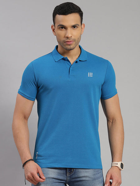 Rock.It Blue Melange Smart Fit Polo T-Shirt